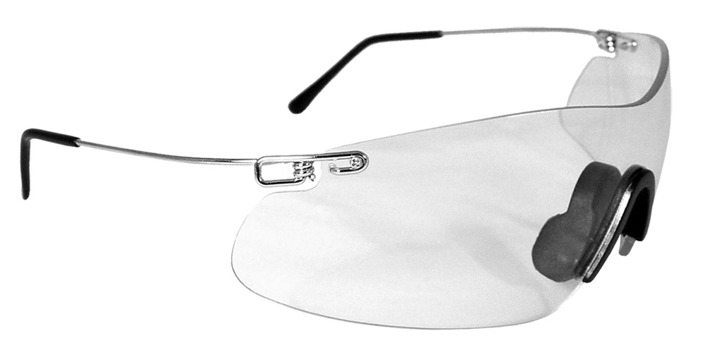 Radians CP5710CS Clay Pro Shooting Glasses 99.9% UV Rated Wraparound Clear Lens with Silver Frame, Metal Temple Sleeves & Soft Rubber Nose Piece for Adults