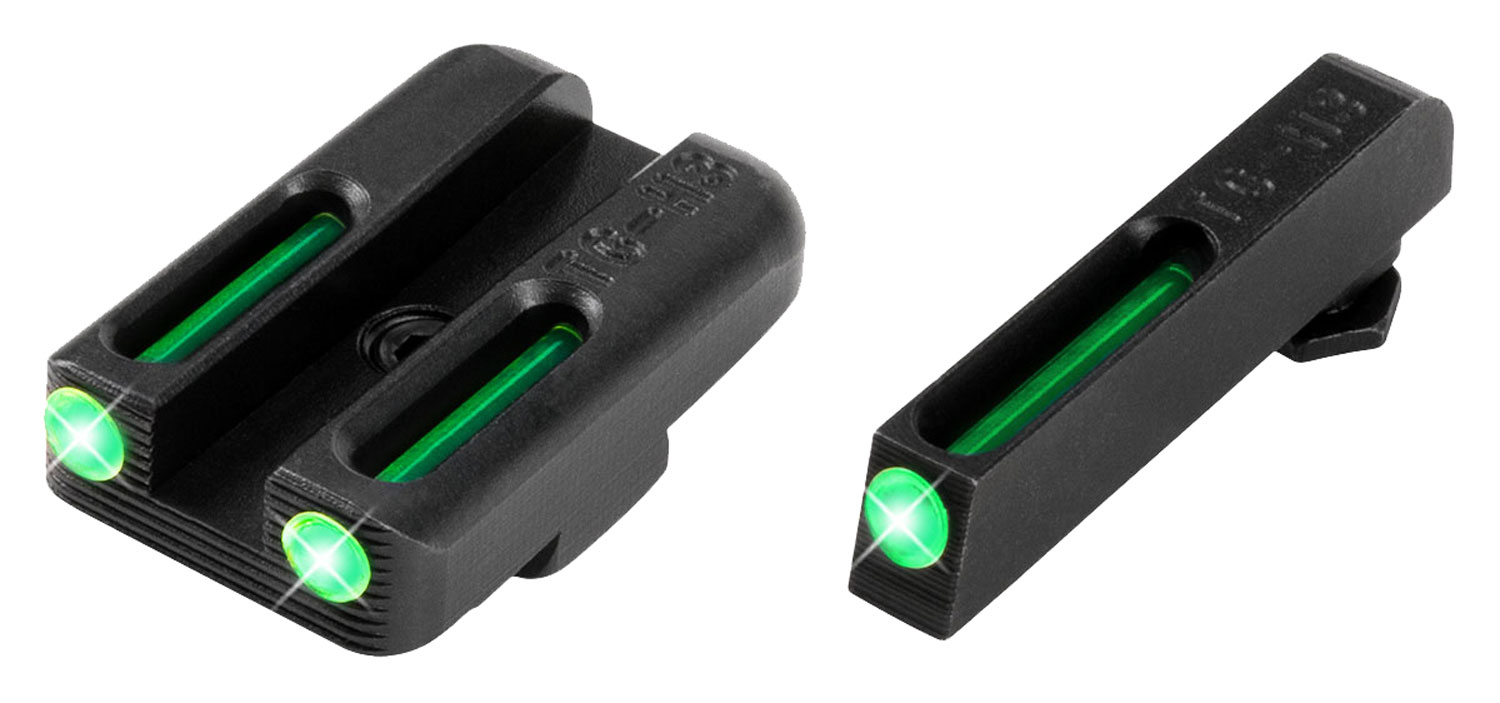 TruGlo TG131GT1A TFO Night Sight Set Green Fiber Optic/Tritium Front & Rear/Black Nitride Fortress Frame, Compatible w/Glock 42/43/43X/48  Except MOS, Front Post/Rear Dovetail Mount