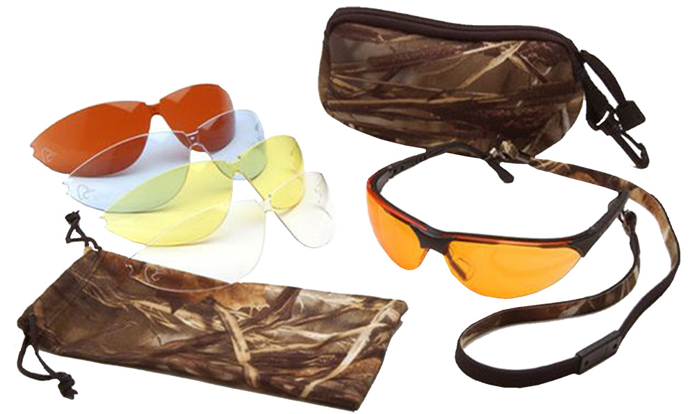 Pyramex DUCLAM1 Ducks Unlimited Shooting Kit 100% UV Rated & Anti-Fog Clear, Amber, Sunblock Bronze, Orange, Vermillion Lenses with Matte Black Frame for Adults