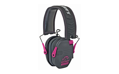 Walkers GWPRSEMPNK Razor Slim Electronic Muff Polymer 23 dB Over the Head Black Ear Cups with Black Headband & Pink Accents Adult