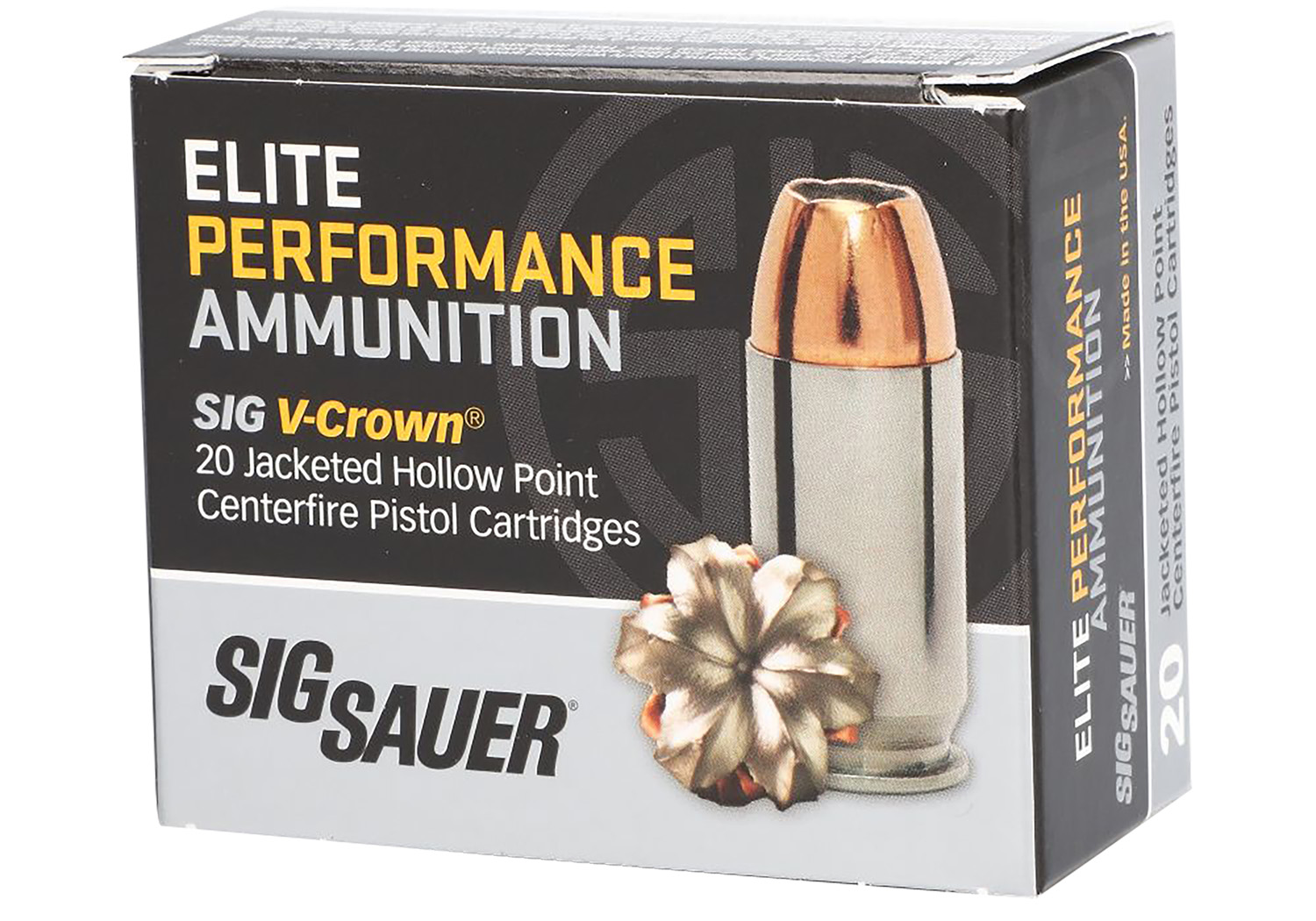 Sig Sauer E40SW220 Elite Defense  40 S&W 180 gr V Crown Jacketed Hollow Point 20 Per Box 10 Cs
