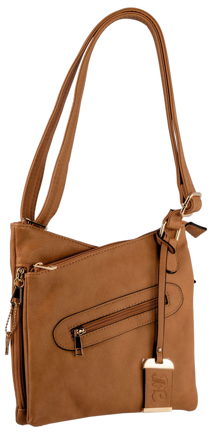 Bulldog BDP032 Cross Body Purse w/Holster Tan Leather for Small Autos & Revolvers Ambidextrous Hand
