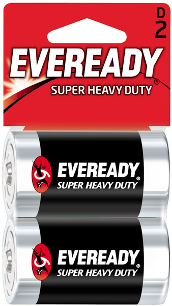 Eveready 1250SW-2 Super Heavy Duty D Batteries 2Pk