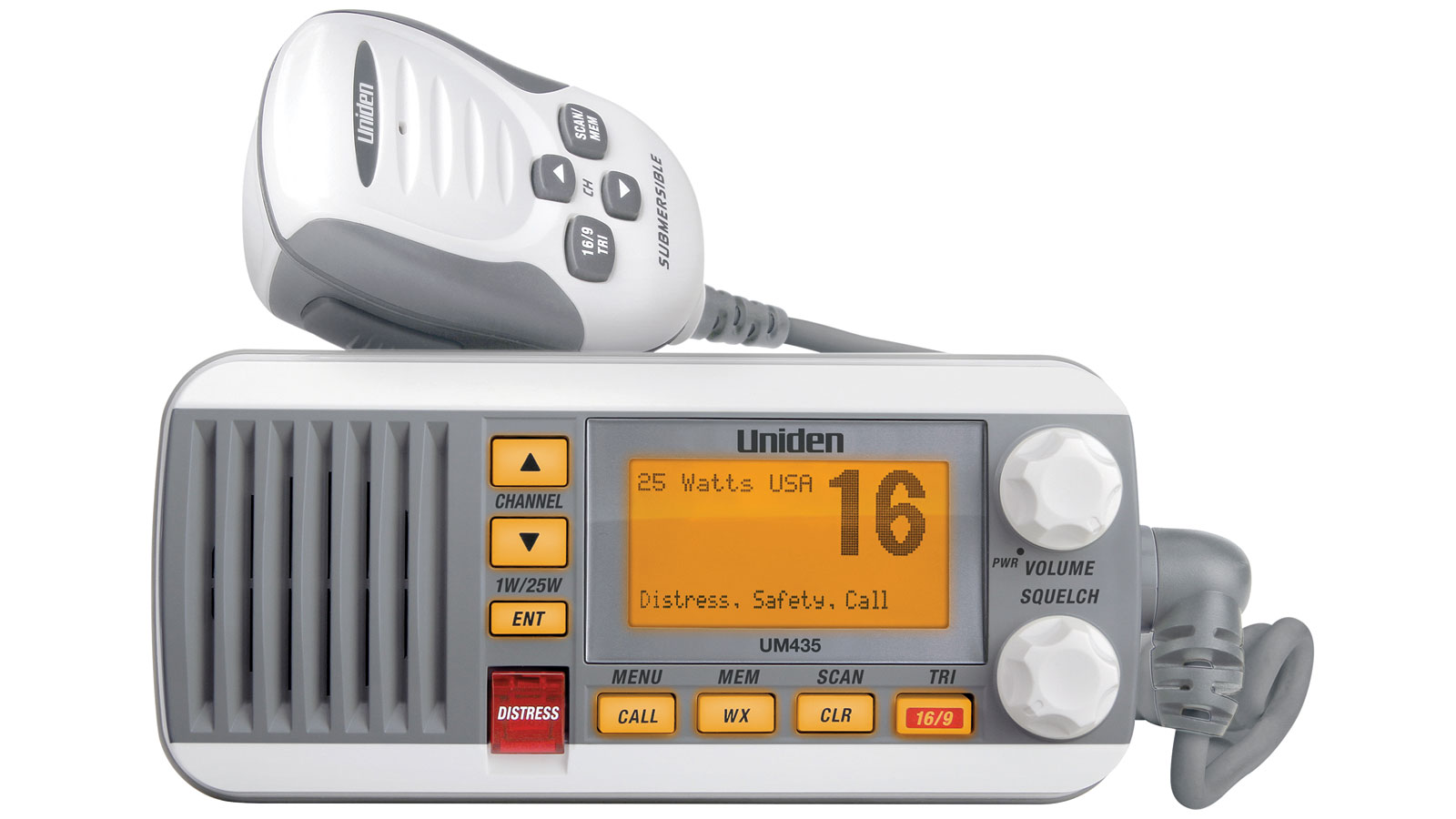 Uniden UM435 Fixed Mount VHF Radio w/ channel controls on microphone