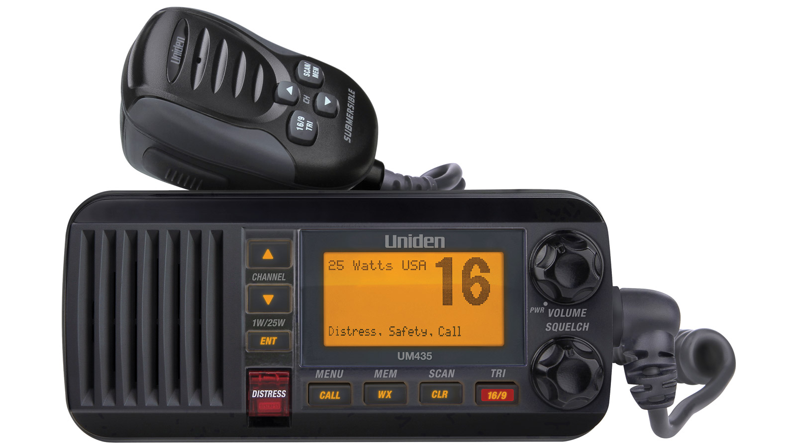 Uniden UM435BK Fixed Mount VHF Radio w/ channel controls on
