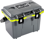 PELICAN COOLERS IM 14 QUART DKGRAY/GREEN W/DRY STORAGE