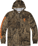 BROWNING HOODED L-SLEEVE TECH T-SHIRT REALTREE TIMBER MED