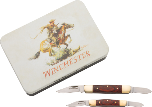 WINCHESTER KNIFE SS/WOOD STOCKMAN COMBO W/KNIFE TIN