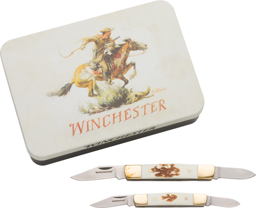 WINCHESTER KNIFE SS/STAG STOCKMAN COMBO W/KNIFE TIN