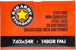 Red Army Standard AM3421   7.62x54mmR 148 gr Full Metal Jacket 20 Per Box/ 31 Case