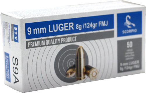 SCORPIO  9MM LUGER 124GR FMJ 50RD 20BX/CS