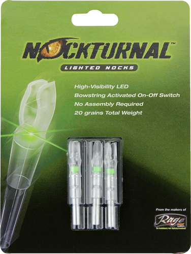 Nockturnal Lighted Nocks  <br>  Green G 3 pk.