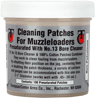 Thompson Center Cleaning Patches  <br>  w/No. 13 Bore Cleaner 100 pk.